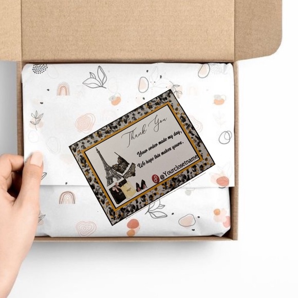 100 Order Packaging  Customer Black Lingerie Pattern Thank You Card - Picture 2 of 6